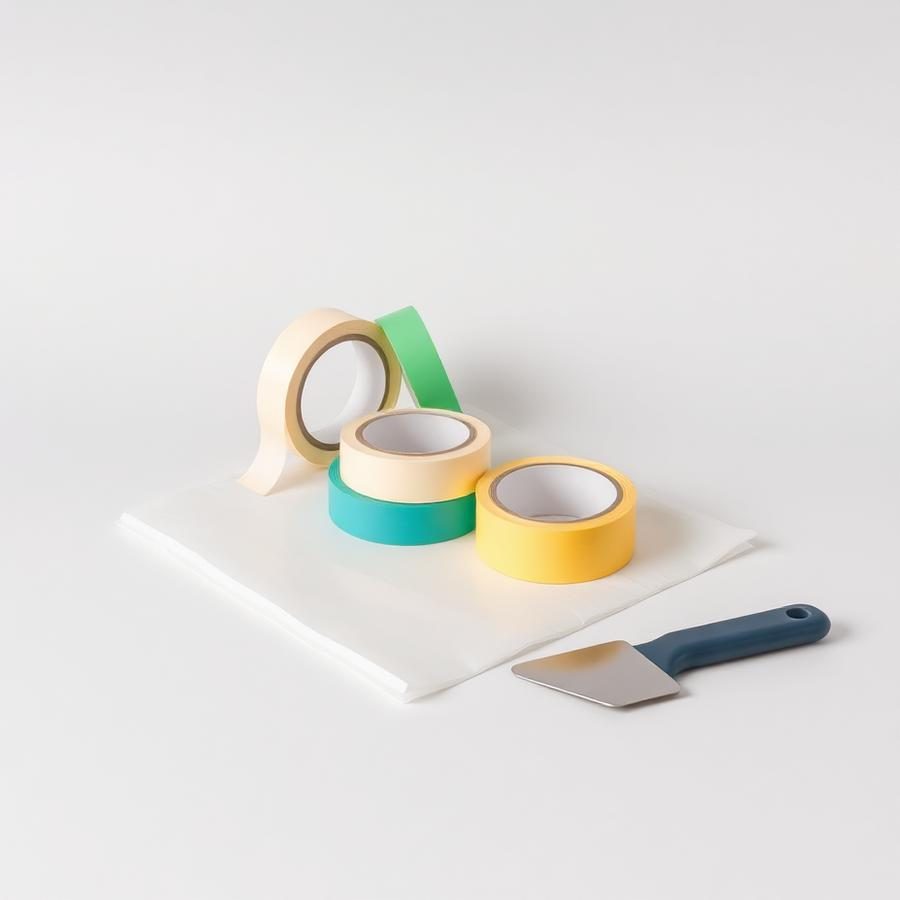 Masking tape, drop sheets & scrapers