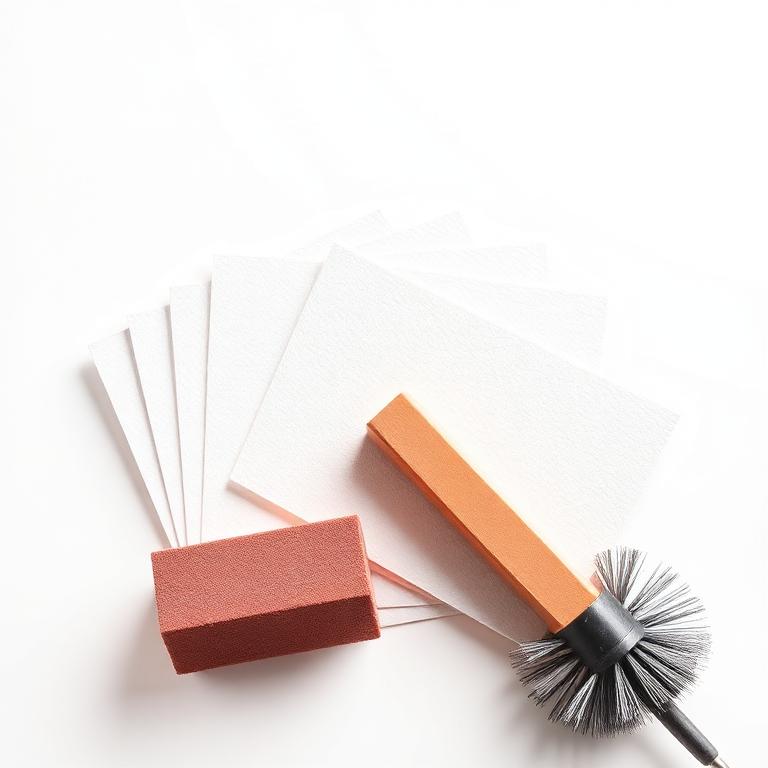 Sandpaper, blocks & wire brushes